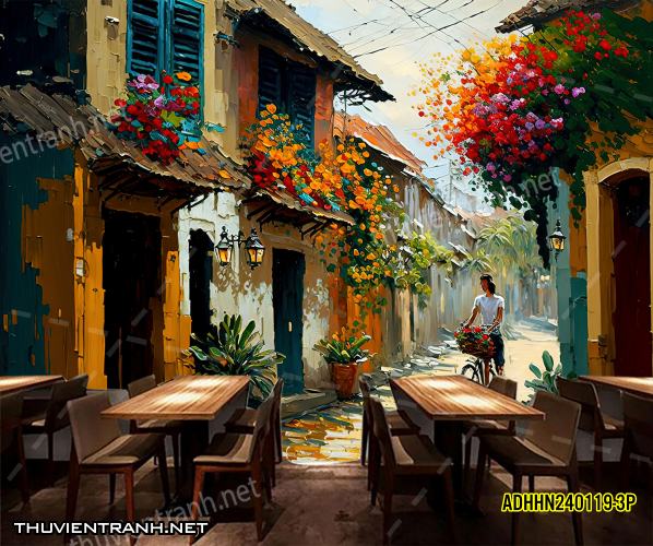 Tranh dán tường Phố cổ Hà Nội, Phố xưa - -ADHHN240119-3P - Tranh tường chất lượng cao